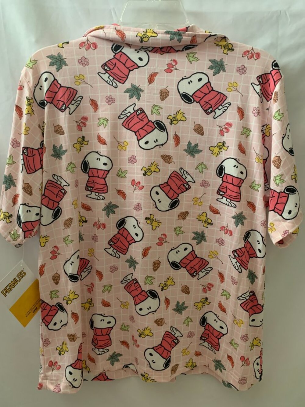 PEANUTS Snoopy Sweater Weather Fall Plaid Pajamas Set in Pink Sz LARGE - Picture 3 of 6